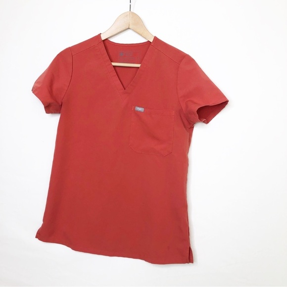 Figs technical collection, orange V-neck tunic top - Picture 9 of 9